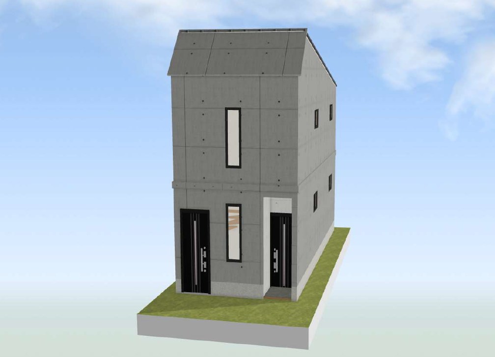 木造２F建てアパート　狭小コンクリート風